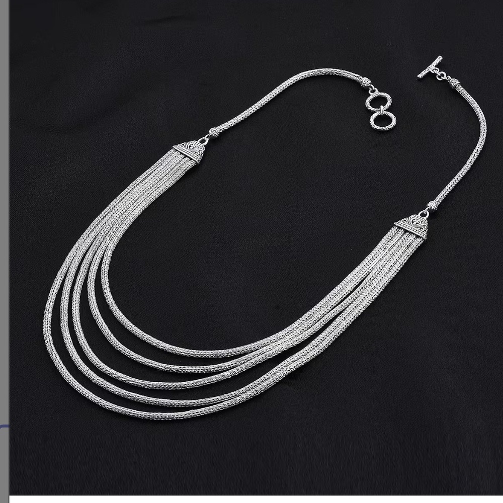 Over 60 Grams of 925 STERLING!! Multi Layered Tulang Naga Chain Necklace 20” - Picture 5 of 7